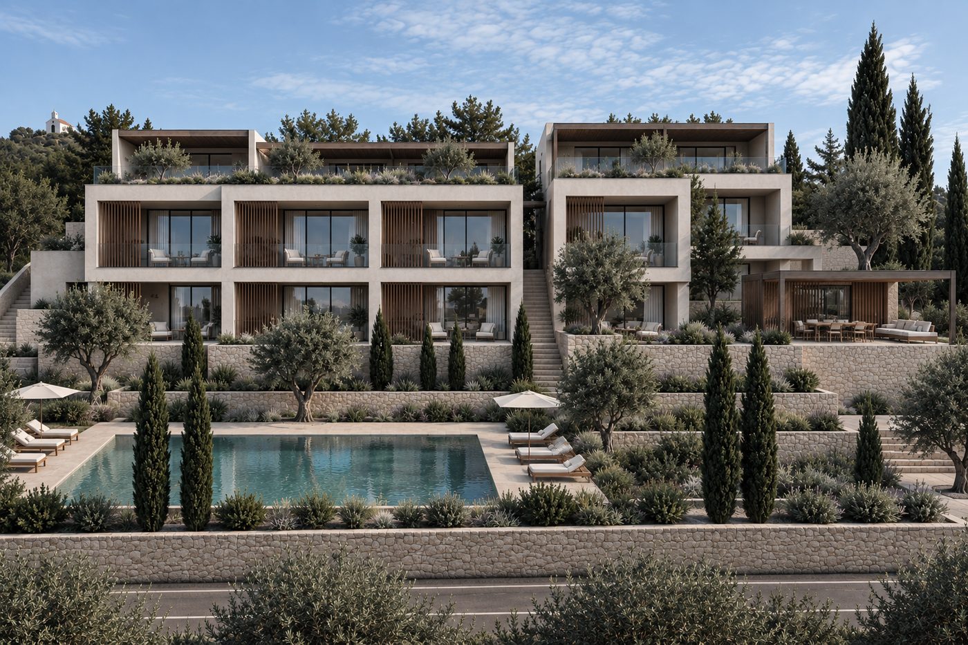 KE.00 hospitality development, Kefalonia — 2 design hub architecture for AKPRAXIS